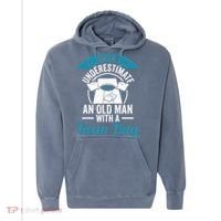 Never Underestimate An Old Man With A Bean Bag Cornhole Comfort Colors Garment-Dyed Hooded Sweatshirt thumb 0