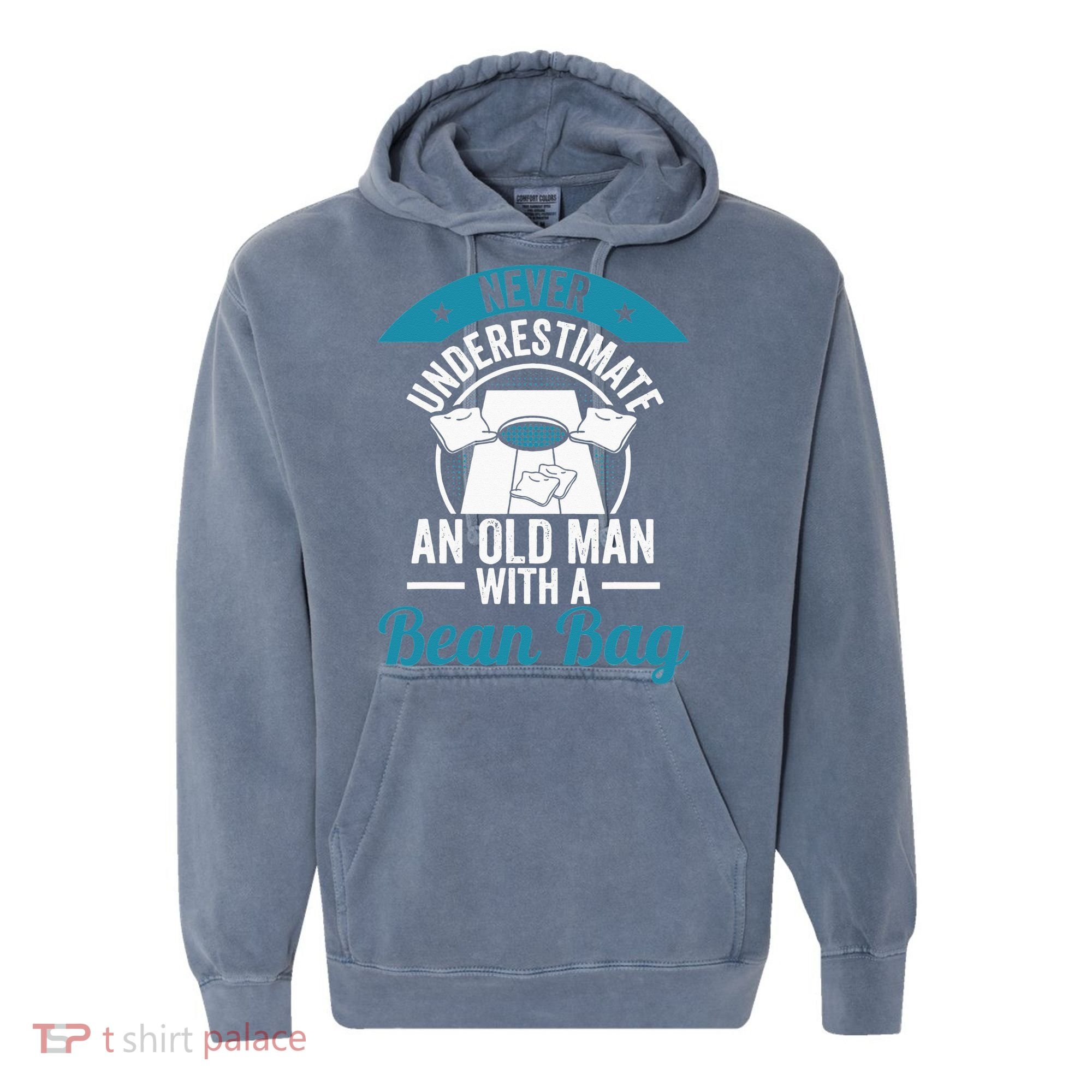 Never Underestimate An Old Man With A Bean Bag Cornhole Comfort Colors Garment-Dyed Hooded Sweatshirt