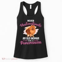 Never Underestimate An Old Woman With A Pomeranian Women's Tank Top thumb 0