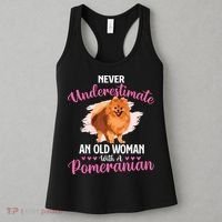 Never Underestimate An Old Woman With A Pomeranian Women's Tank Top thumb 3