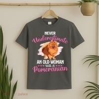 Never Underestimate An Old Woman With A Pomeranian T-Shirt thumb 2