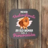 Never Underestimate An Old Woman With A Pomeranian Coaster thumb 0