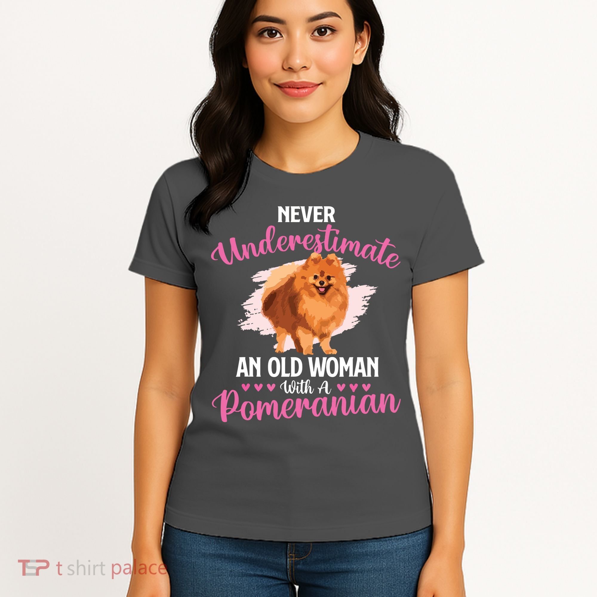 Never Underestimate An Old Woman With A Pomeranian Women's T-Shirt