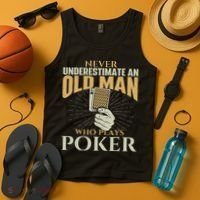 Never Underestimate An Old Man Who Plays Poker Card Player Tank Top thumb 4