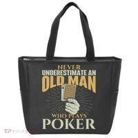 Never Underestimate An Old Man Who Plays Poker Card Player Tote Bag thumb 0