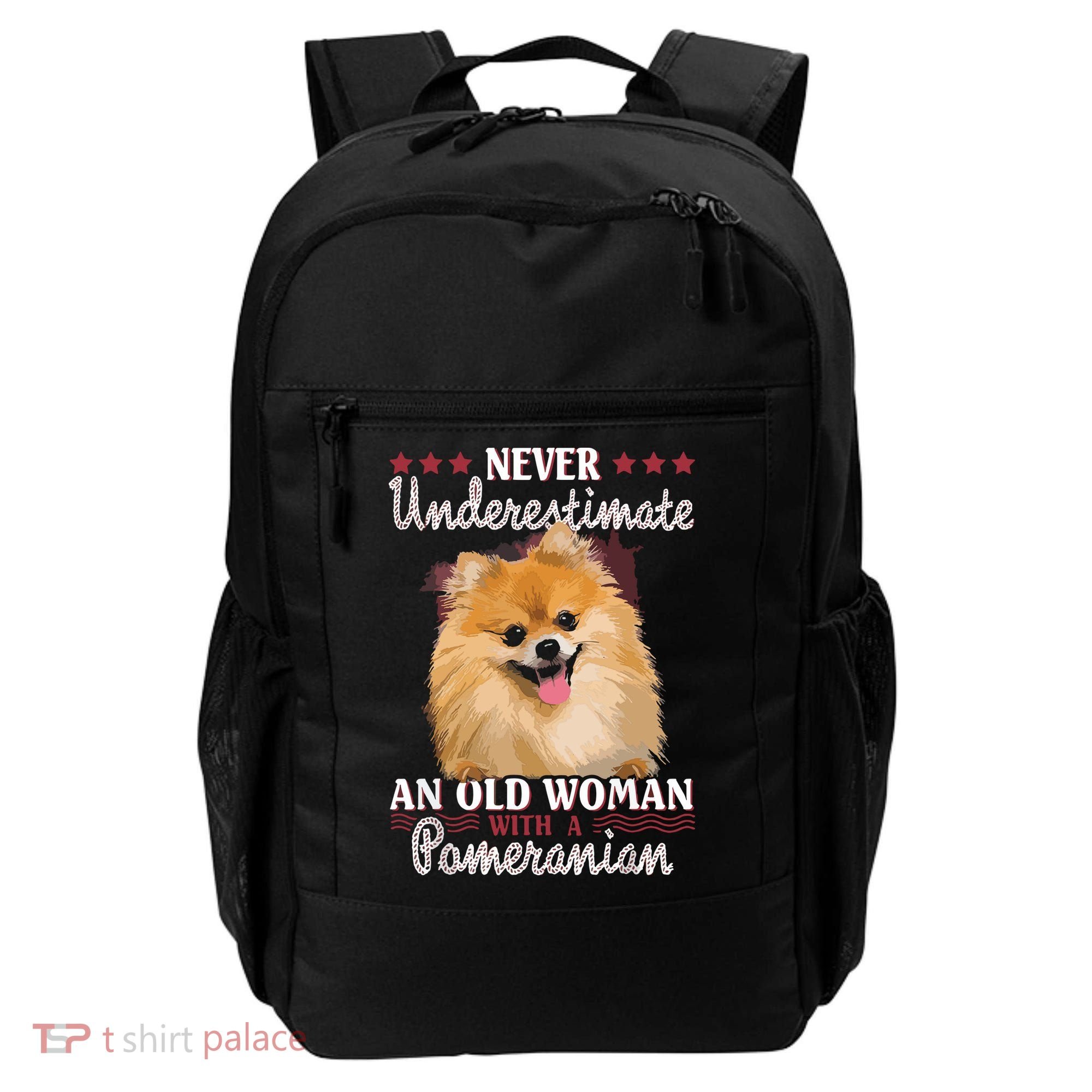 Never Underestimate An Old Woman With Pomeranian Backpack