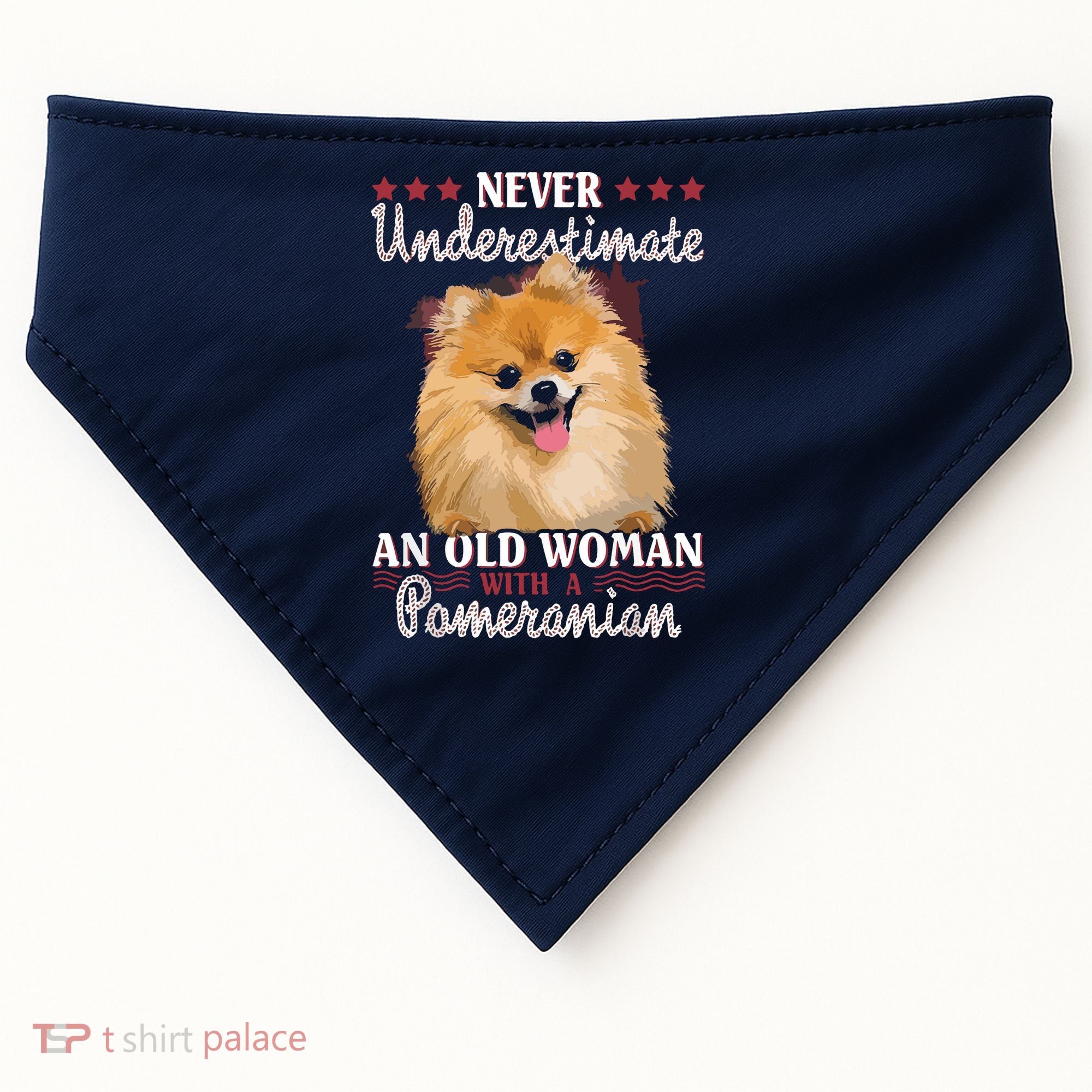 Never Underestimate An Old Woman With Pomeranian USA-Made Doggie Bandana