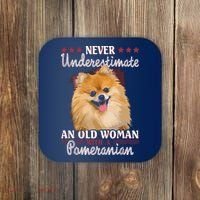 Never Underestimate An Old Woman With Pomeranian Coaster thumb 0