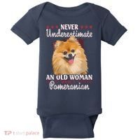 Never Underestimate An Old Woman With Pomeranian Baby Bodysuit thumb 0