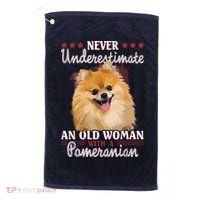 Never Underestimate An Old Woman With Pomeranian Golf Towel thumb 0