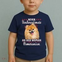 Never Underestimate An Old Woman With Pomeranian Toddler T-Shirt thumb 2