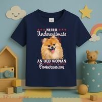 Never Underestimate An Old Woman With Pomeranian Toddler T-Shirt thumb 3