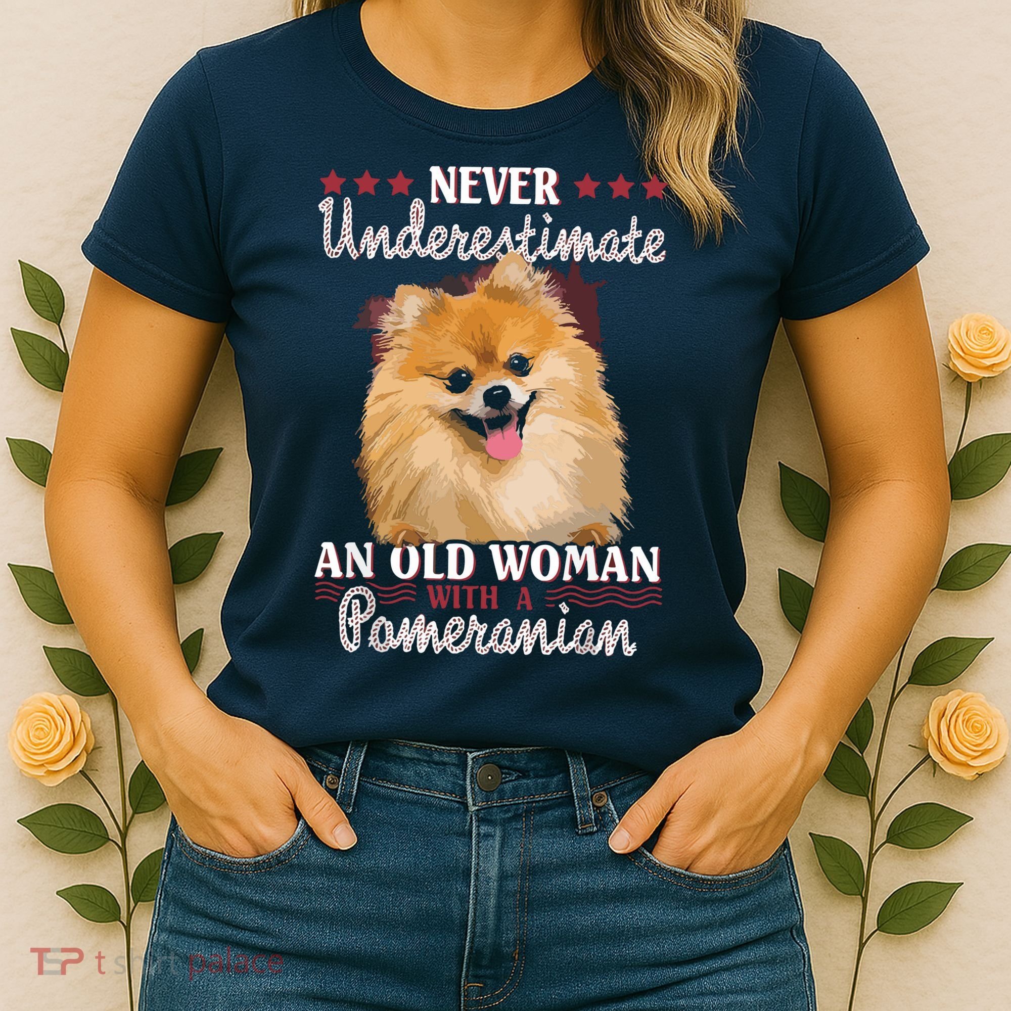 Never Underestimate An Old Woman With Pomeranian Women's T-Shirt