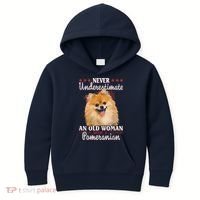 Never Underestimate An Old Woman With Pomeranian Kids Hoodie thumb 0