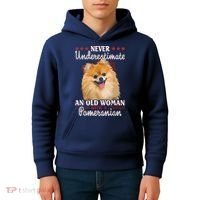 Never Underestimate An Old Woman With Pomeranian Kids Hoodie thumb 4