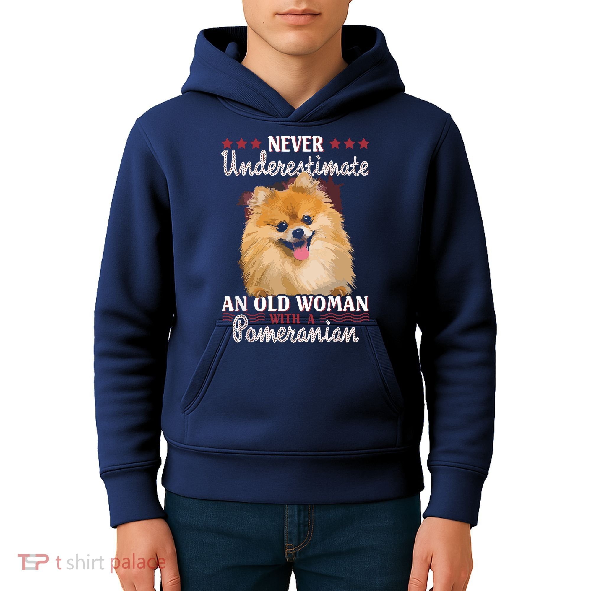 Never Underestimate An Old Woman With Pomeranian Kids Hoodie