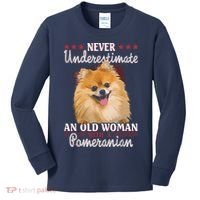 Never Underestimate An Old Woman With Pomeranian Kids Long Sleeve Shirt thumb 0