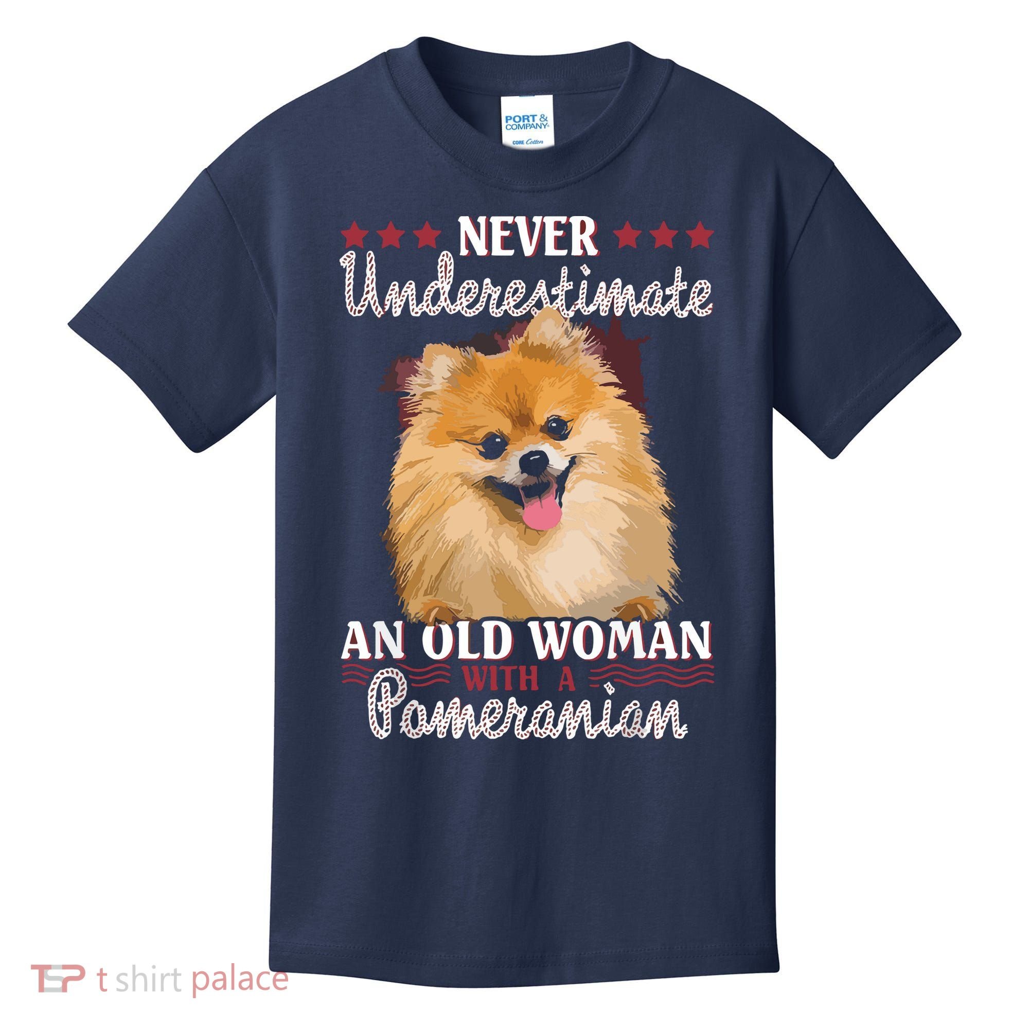 Never Underestimate An Old Woman With Pomeranian Kids T-Shirt
