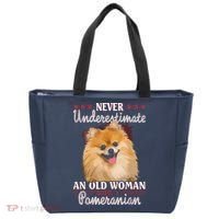 Never Underestimate An Old Woman With Pomeranian Tote Bag thumb 0