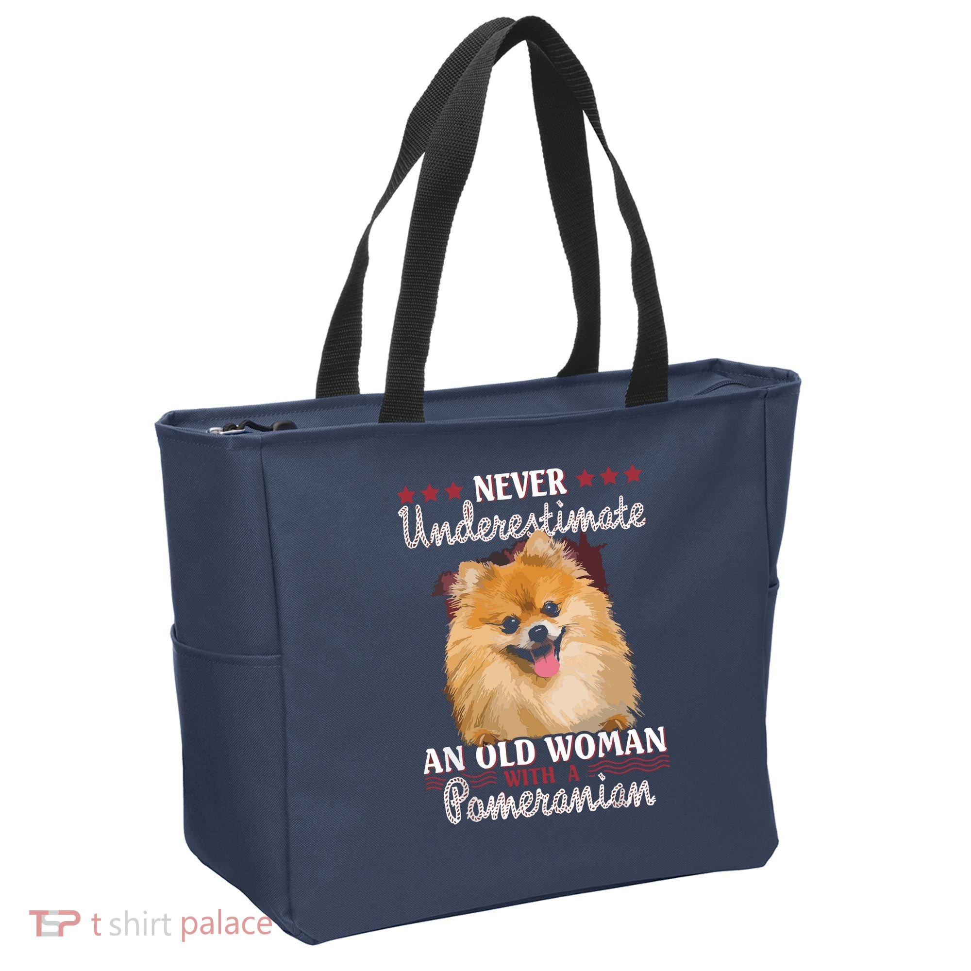 Never Underestimate An Old Woman With Pomeranian Tote Bag