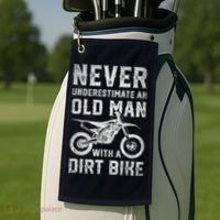 Never Underestimate An Old Man With A Dirt Bike Father's Day Golf Towel thumb 2