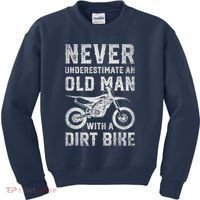 Never Underestimate An Old Man With A Dirt Bike Father's Day Kids Sweatshirt thumb 0