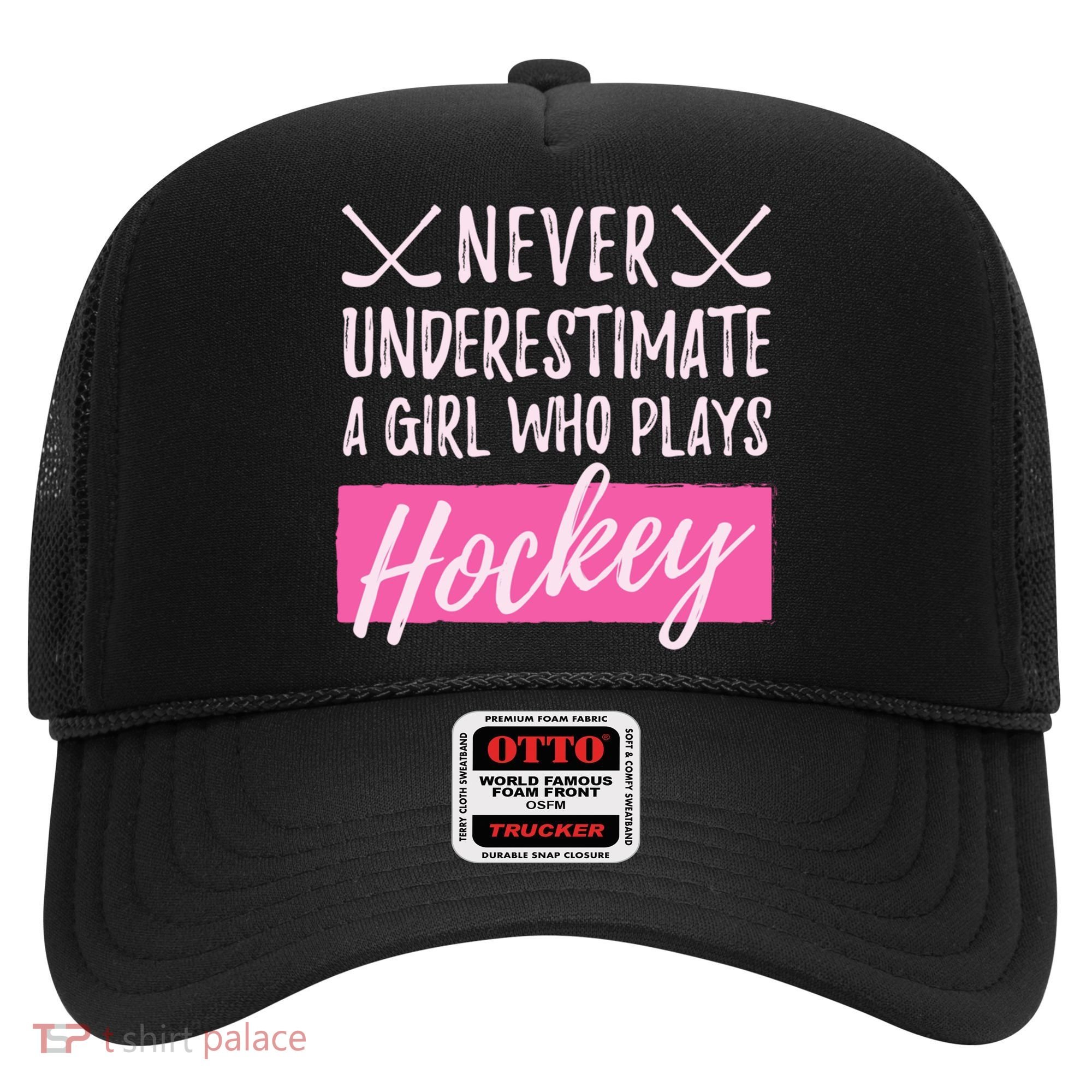 Never Underestimate A Who Plays Ice Hockey Hockey Gift Hat
