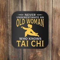 Never Underestimate An Old Woman Who Knows Tai Chi Coaster thumb 0