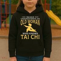 Never Underestimate An Old Woman Who Knows Tai Chi Kids Hoodie thumb 3