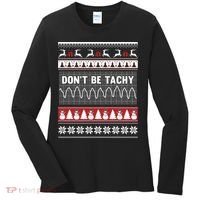 Nurse Ugly Christmas Sweater DonT Be Tachy Women's Long Sleeve Shirt thumb 0