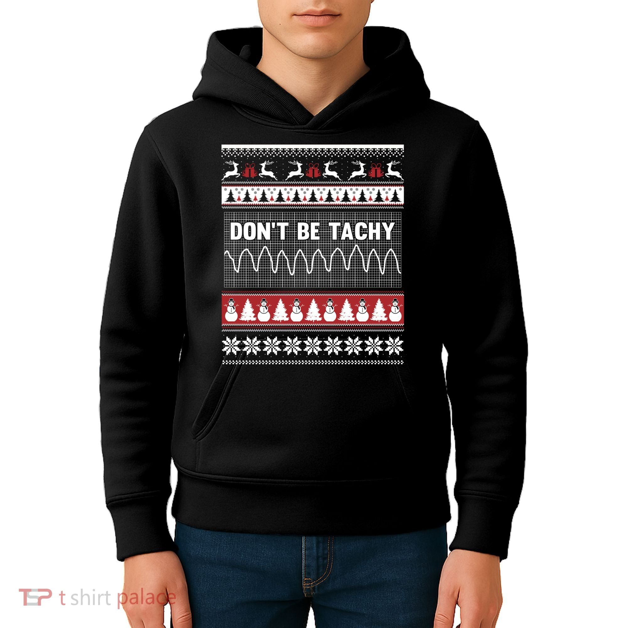 Nurse Ugly Christmas Sweater DonT Be Tachy Kids Hoodie
