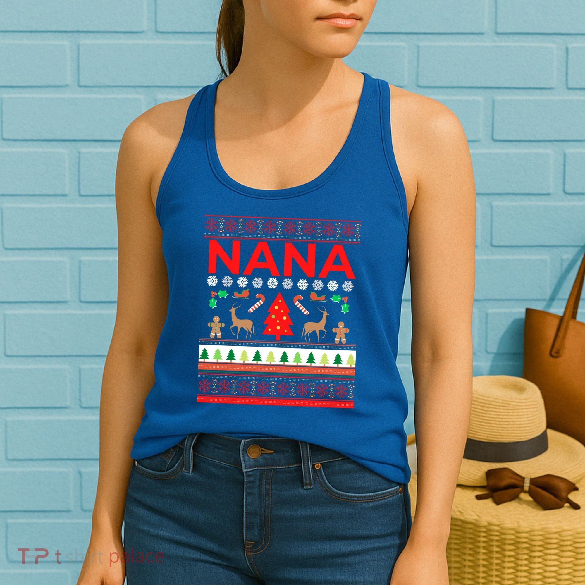 Nana Ugly Christmas Sweater Funny Grandma Xmas Sweaters Mom Funny Gift Women's Tank Top