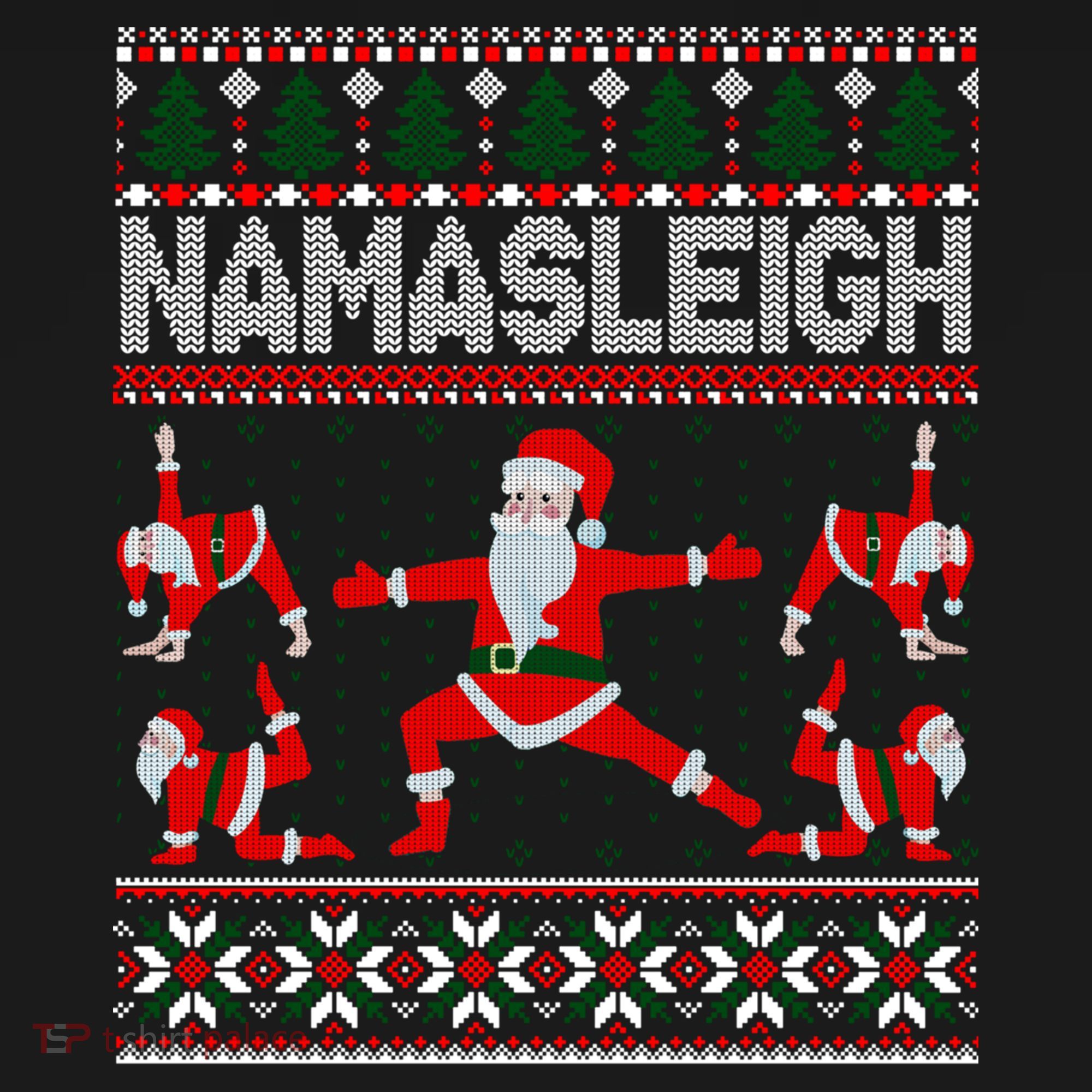 Namasleigh Ugly Christmas Sweater Meme Santa Claus Yoga Gift Women's Hoodie