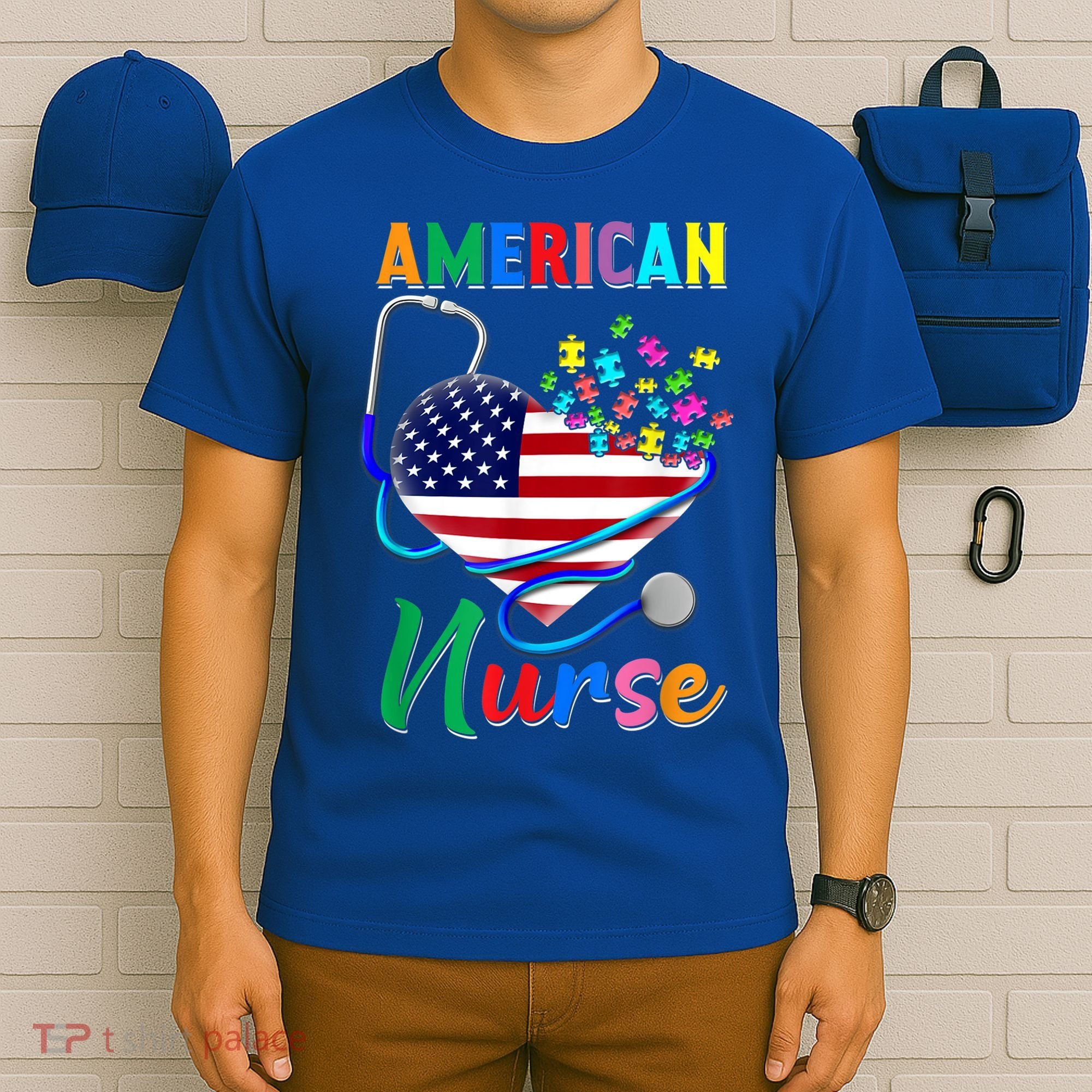 Nurse Usa Flag Nurse Life Nurse Gift For Mom Dad Gift T-Shirt