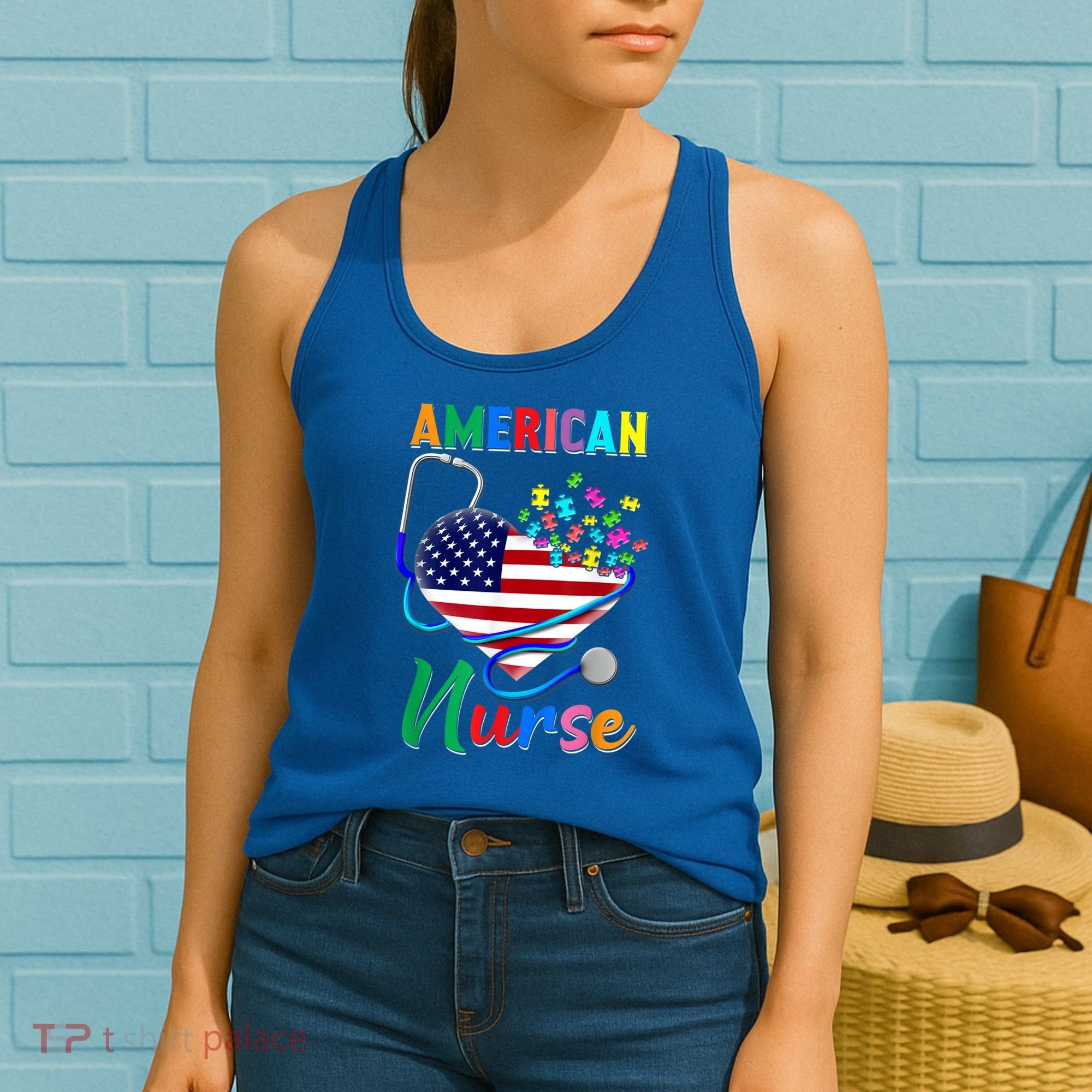 Nurse Usa Flag Nurse Life Nurse Gift For Mom Dad Gift Women's Tank Top