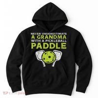 Never Underestimate Grandma With Pickleball Paddle Women Hoodie thumb 0
