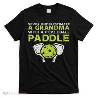 Never Underestimate Grandma With Pickleball Paddle Women T-Shirt thumb 0