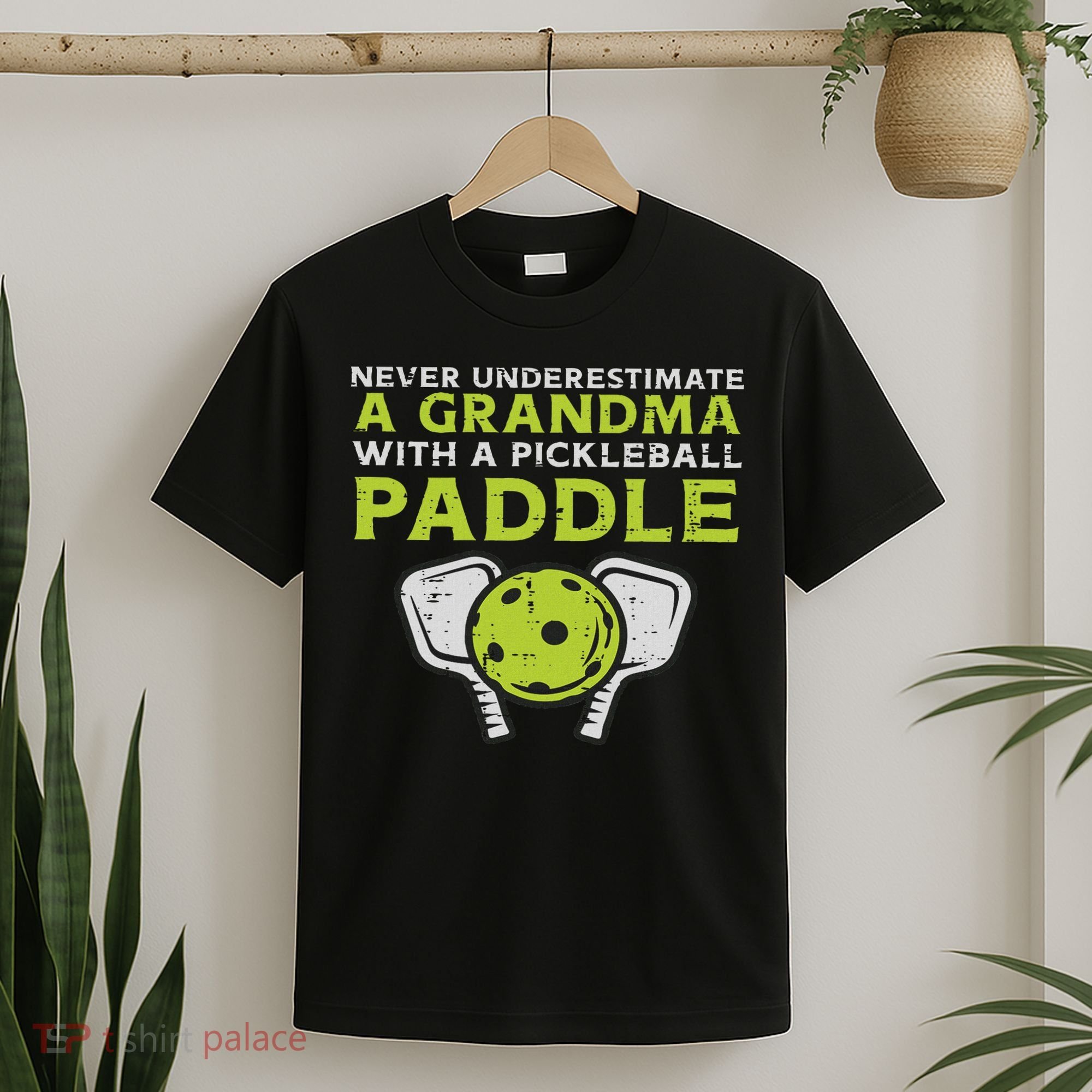 Never Underestimate Grandma With Pickleball Paddle Women T-Shirt