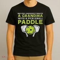 Never Underestimate Grandma With Pickleball Paddle Women T-Shirt thumb 3