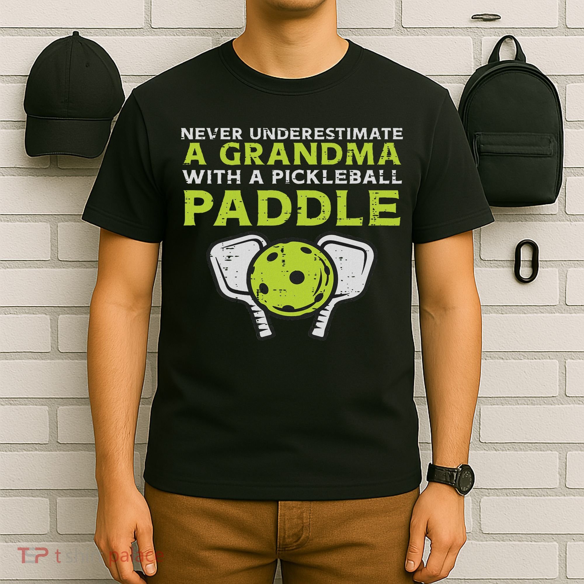 Never Underestimate Grandma With Pickleball Paddle Women T-Shirt