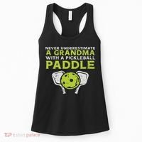 Never Underestimate Grandma With Pickleball Paddle Women Women's Tank Top thumb 0