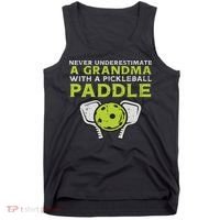 Never Underestimate Grandma With Pickleball Paddle Women Tank Top thumb 0