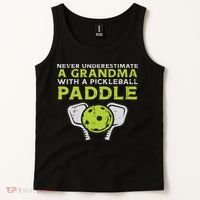 Never Underestimate Grandma With Pickleball Paddle Women Tank Top thumb 2
