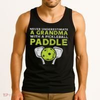 Never Underestimate Grandma With Pickleball Paddle Women Tank Top thumb 3