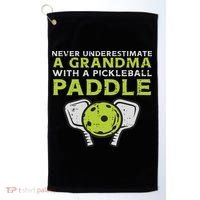Never Underestimate Grandma With Pickleball Paddle Women Golf Towel thumb 0