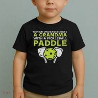 Never Underestimate Grandma With Pickleball Paddle Women Toddler T-Shirt thumb 2