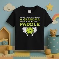 Never Underestimate Grandma With Pickleball Paddle Women Toddler T-Shirt thumb 3