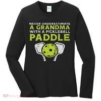 Never Underestimate Grandma With Pickleball Paddle Women Women's Long Sleeve Shirt thumb 0