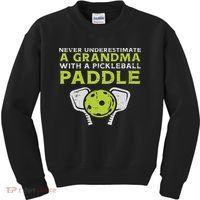 Never Underestimate Grandma With Pickleball Paddle Women Kids Sweatshirt thumb 0