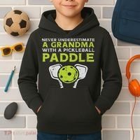 Never Underestimate Grandma With Pickleball Paddle Women Kids Hoodie thumb 2